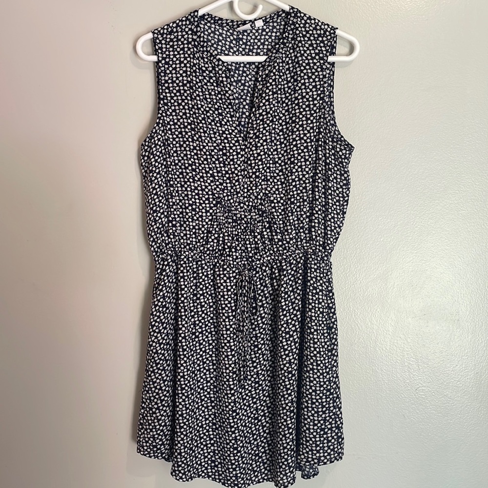 Gap Navy Blue Floral Dress With Pockets Size Medium